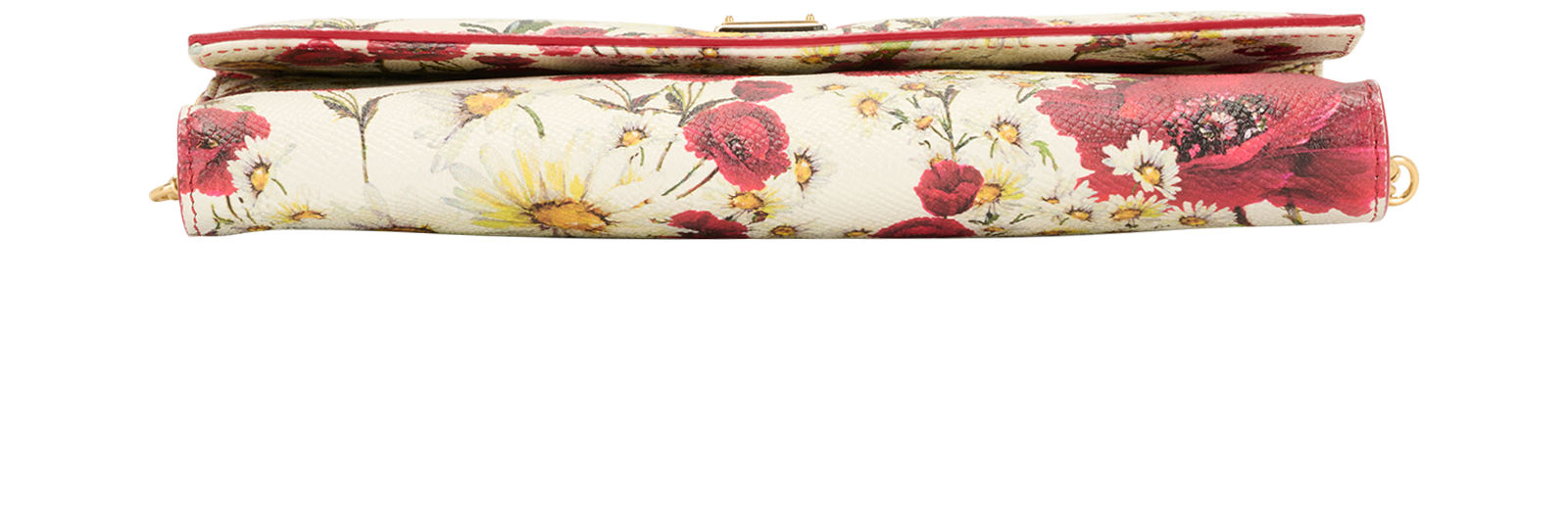 Floral Print Wallet on Chain, &pound;250, Handbags, Red/White, Leather, Top view